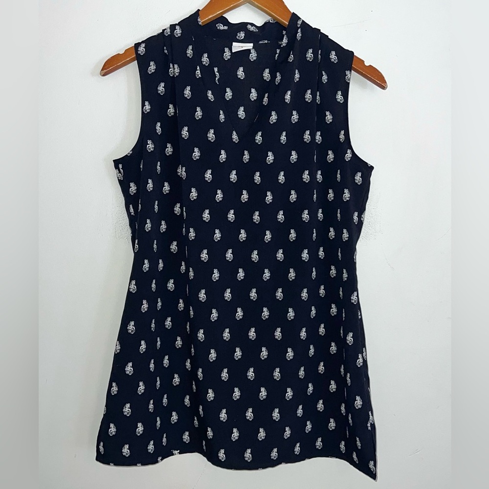 CAbi Memento Sleeveless Printed V-Neck Top Blouse Sz S - Picture 2 of 6